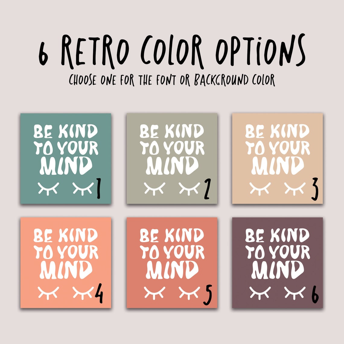 Be Kind to Your Mind Neutral Boho Mental Health Mantra Poster - Image 3