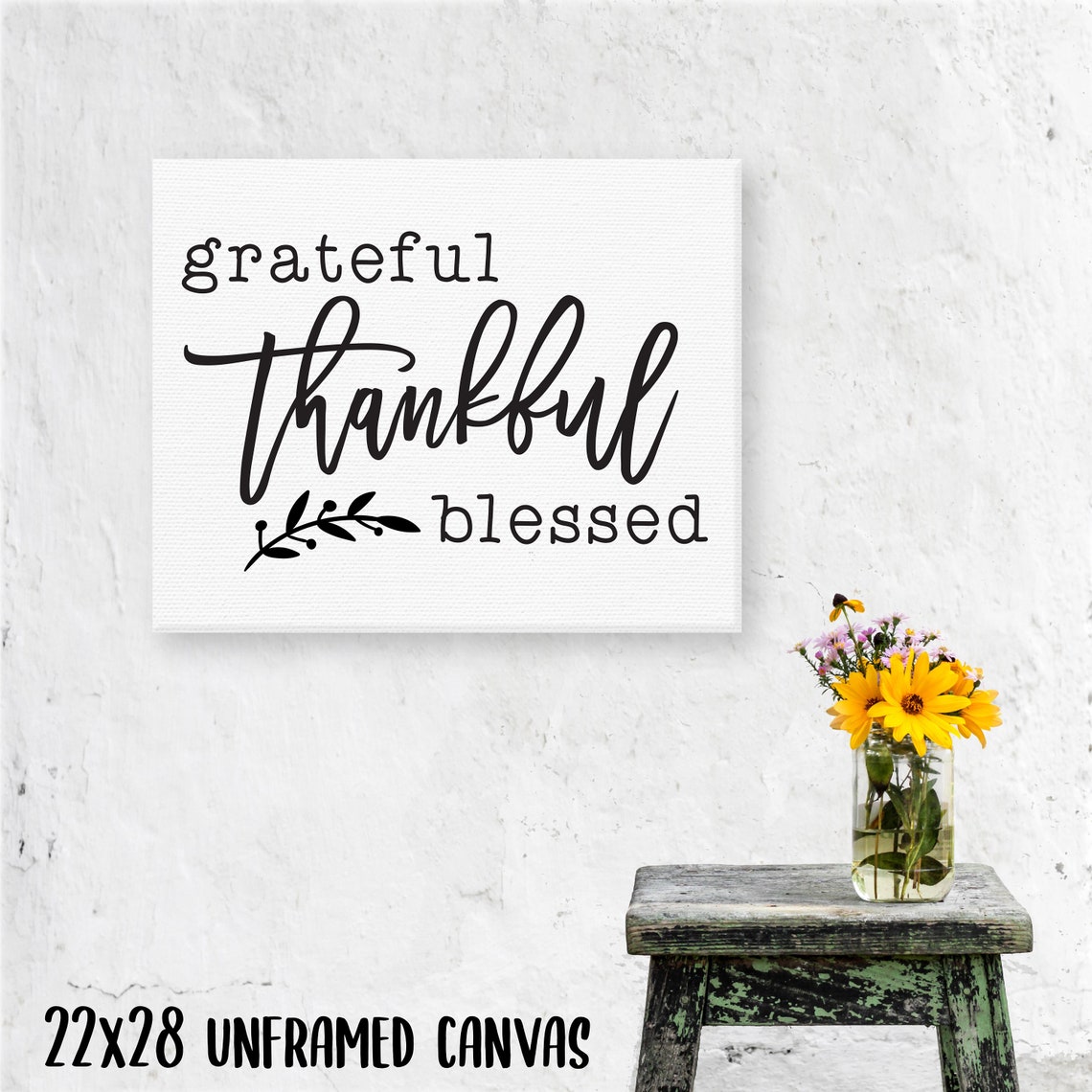 Grateful Thankful Blessed Script Farmhouse Inspirational Wall Poster - Image 3