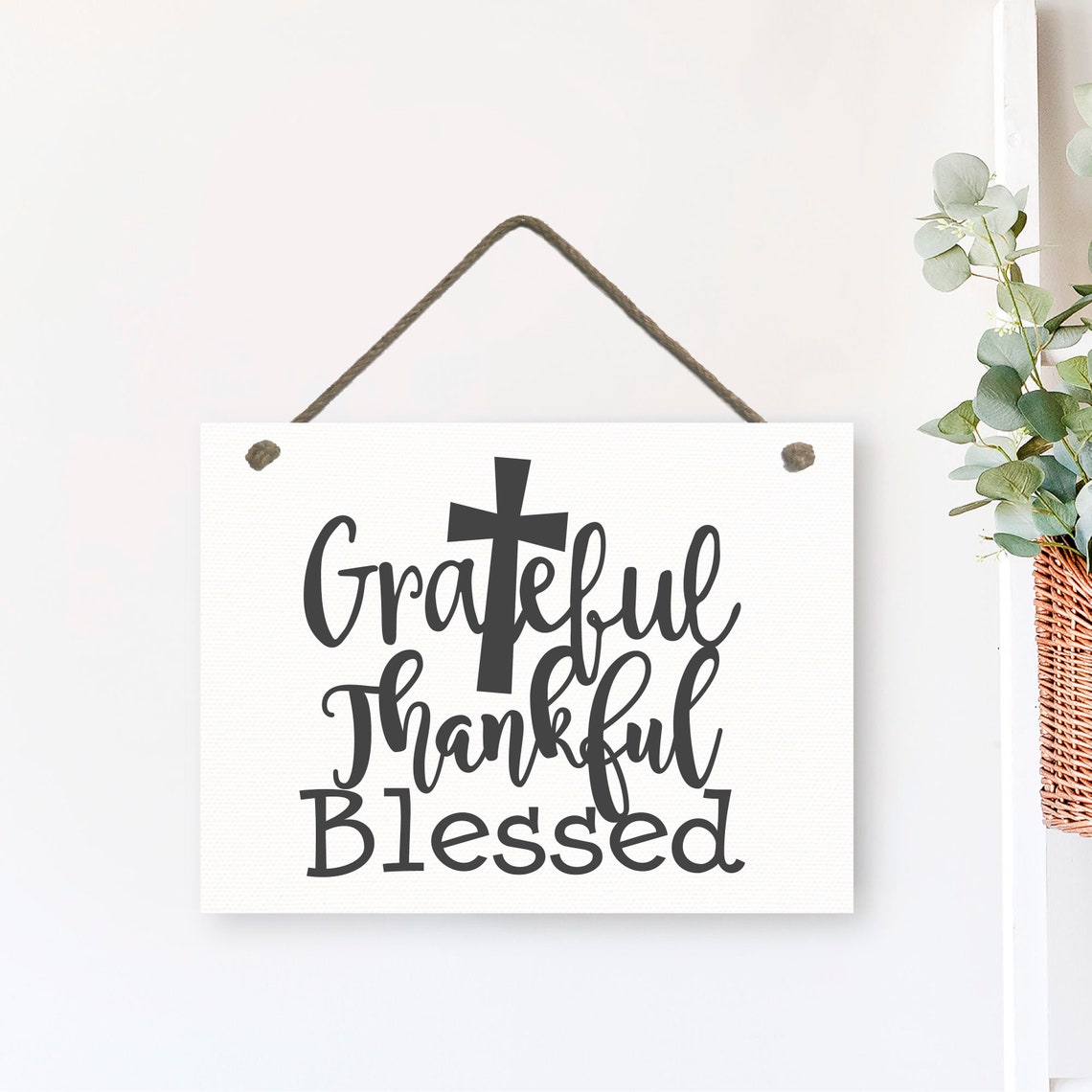 Grateful Thankful Blessed Religious Fall Decor Framed Farmhouse Signs October Autumn Bible Quotes Thanksgiving Church Signs - Image 2