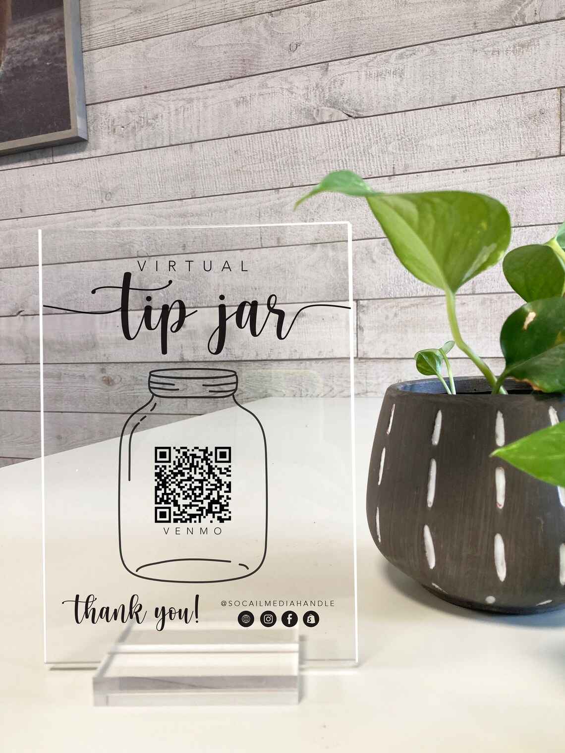 Virtual Tip Jar QR Code Custom Acrylic Plaque - Image 2