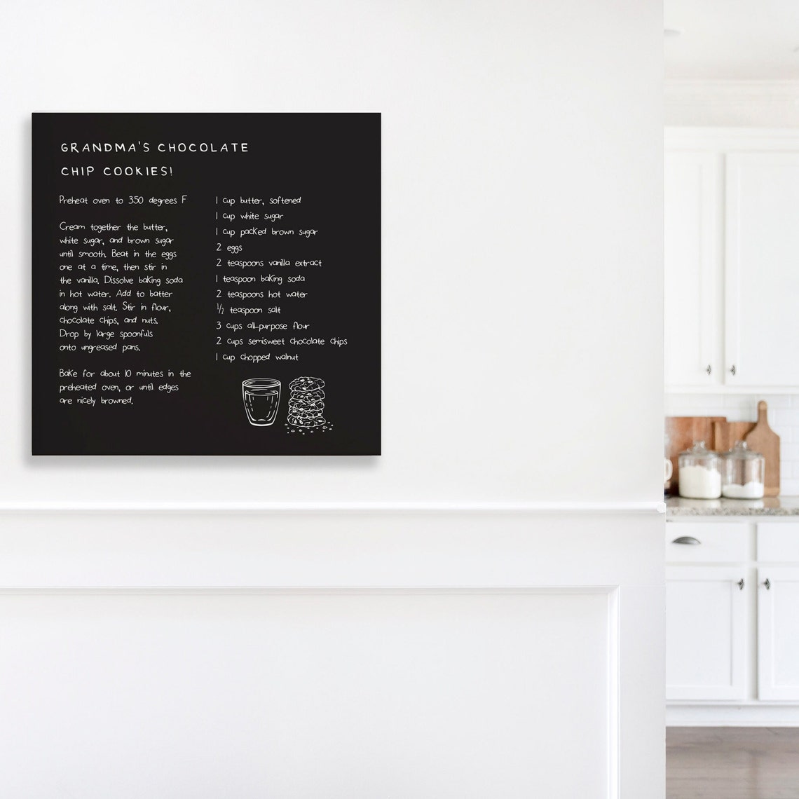 Grandma's Chocolate Chip Cookies Recipe Farmhouse Kitchen Wall Poster - Image 3