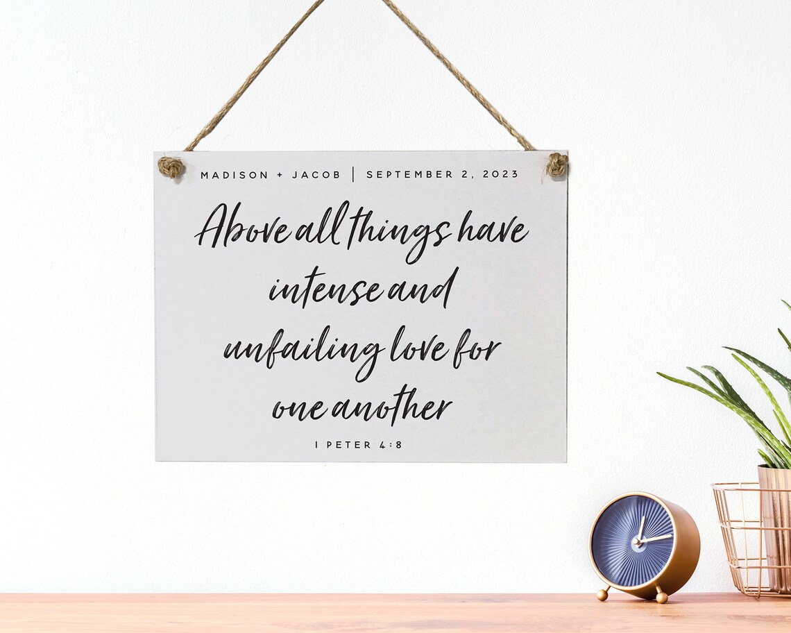 Customized Wedding Bible Verse Rope Board Art Print