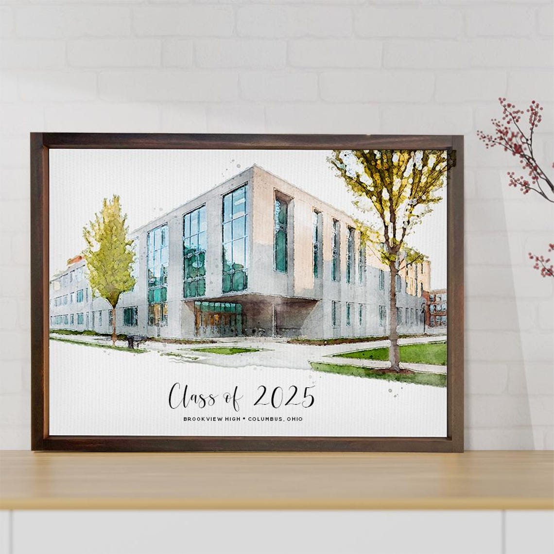 Class of 2025 Watercolor High School Print Graduation Gift Decor