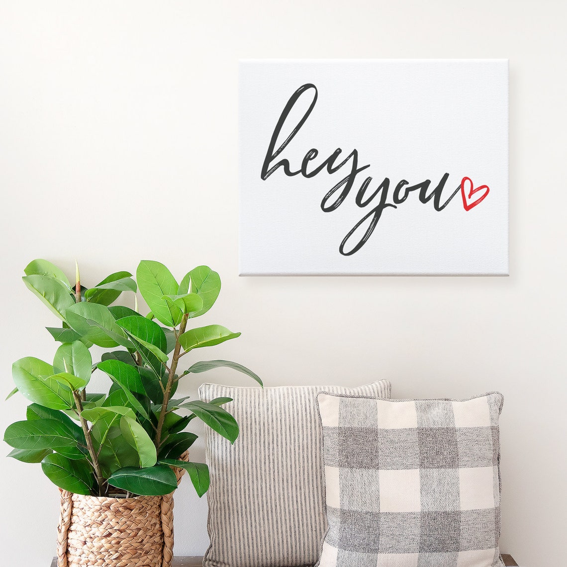 Hey You Red Heart Romantic Script Small Square Framed Poster - Image 3