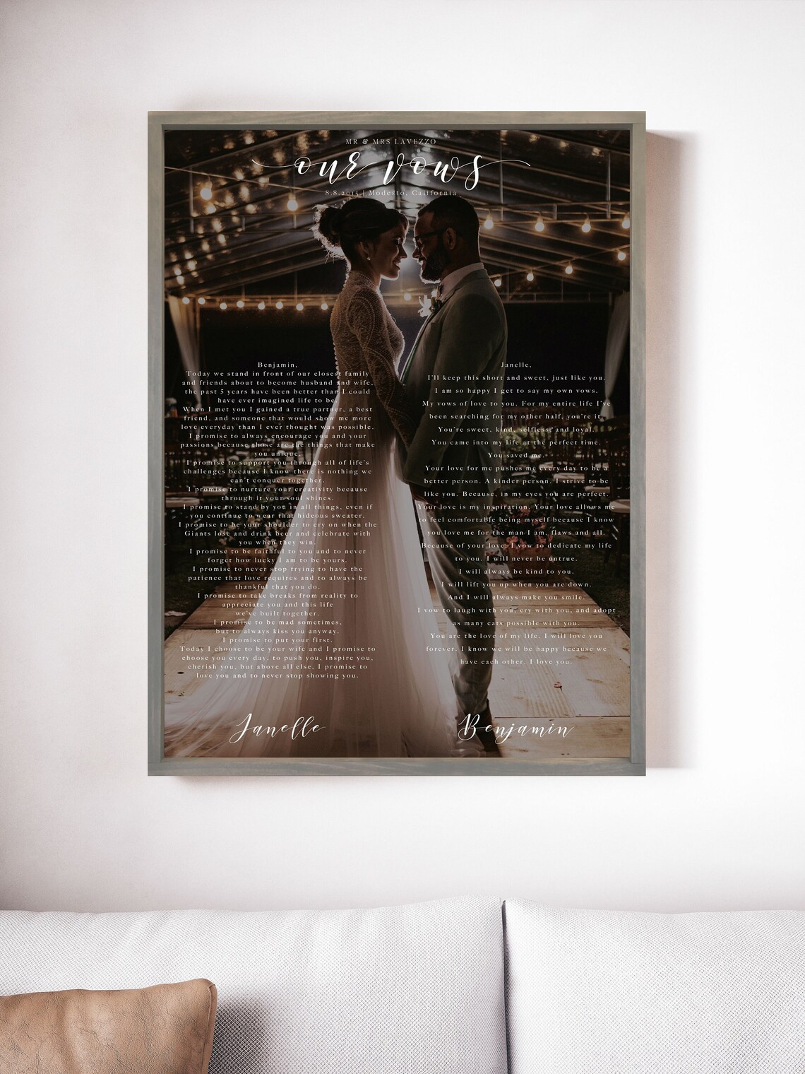 Our Wedding Vows Custom Photo Wall Art Print - Image 2