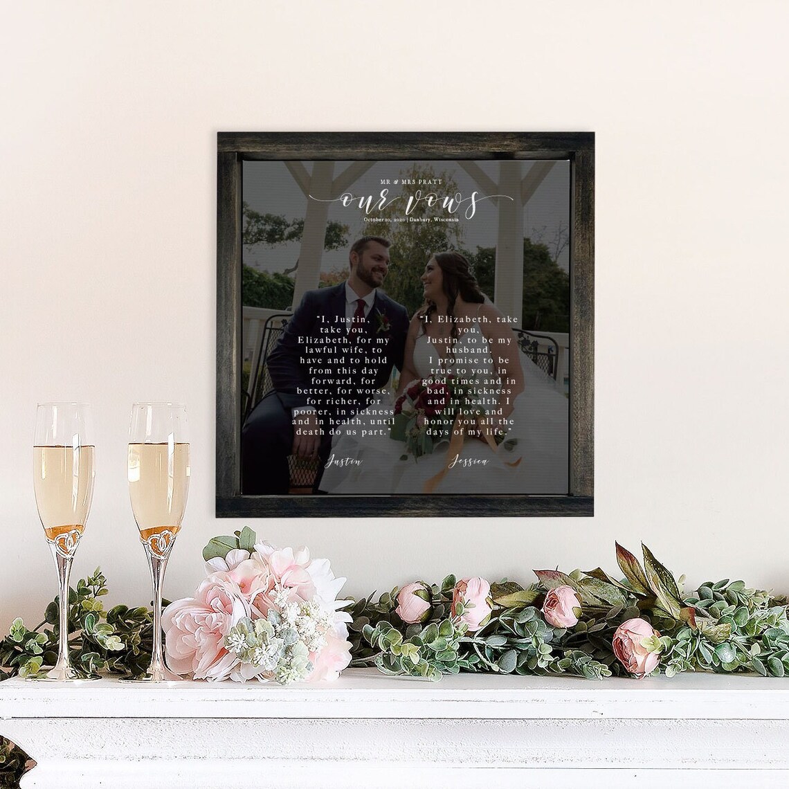 Our Wedding Vows Custom Photo Wall Art Print - Image 3