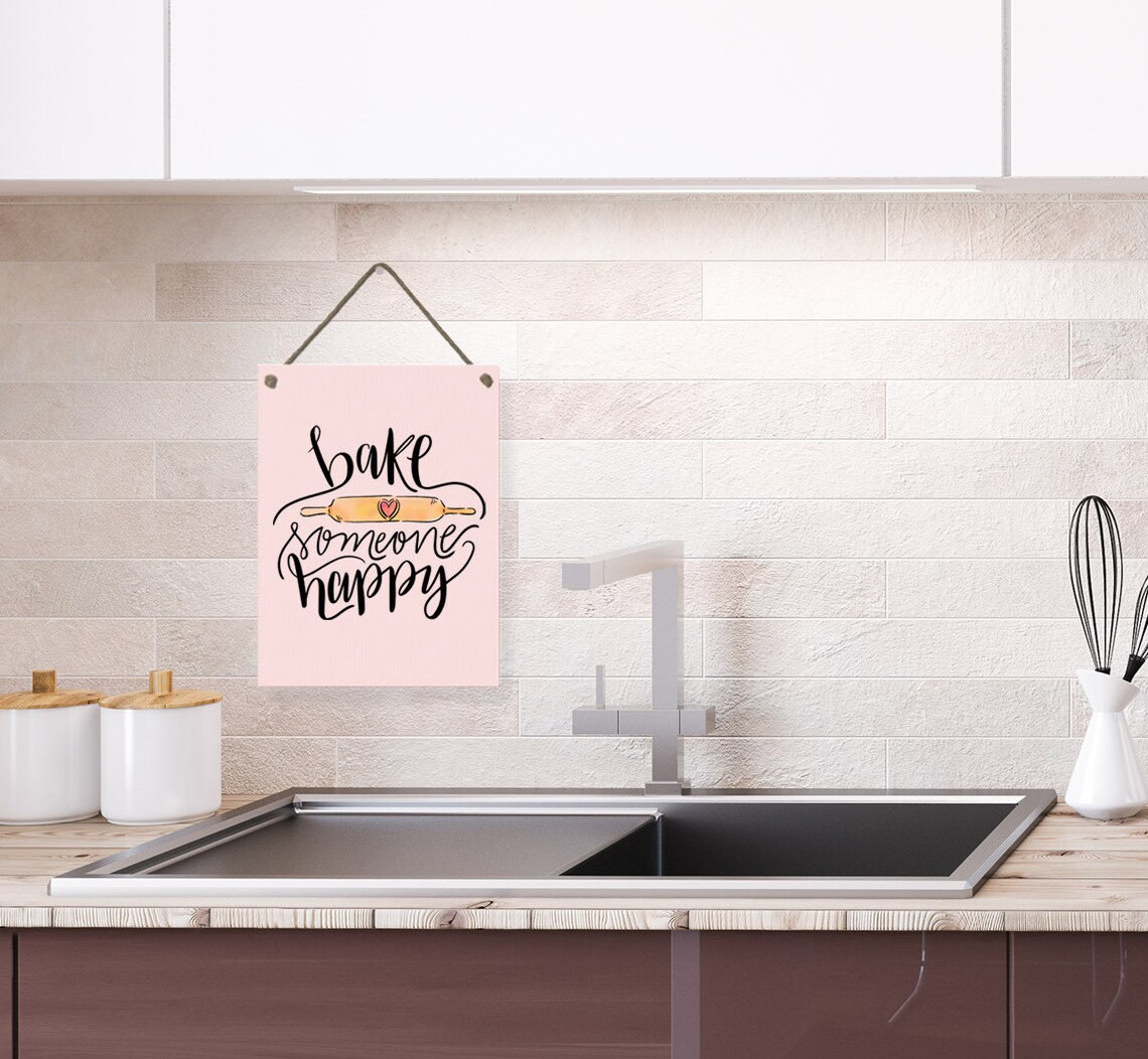 Bake Someone Happy Cute Kitchen Quote, Cooking Puns - Image 2