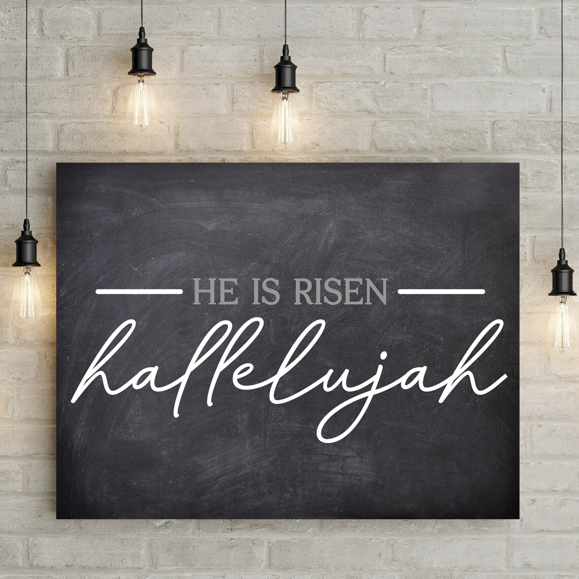 He Is Risen Hallelujah Christian Farmhouse Art Print - Image 3