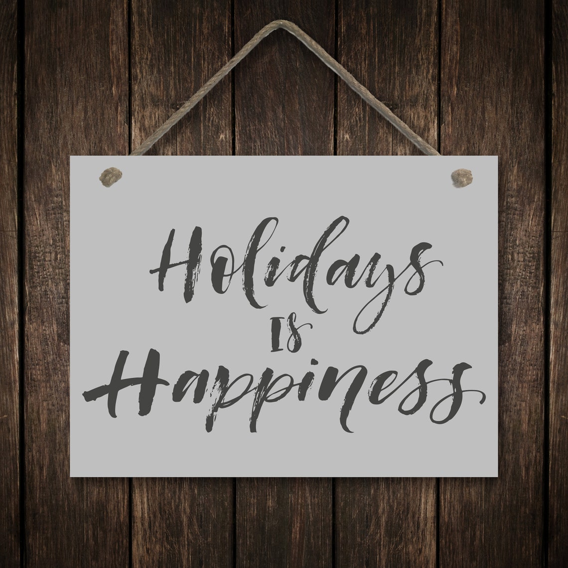 Holidays Is Happiness Black Brush Script Farmhouse Sign Poster - Image 2