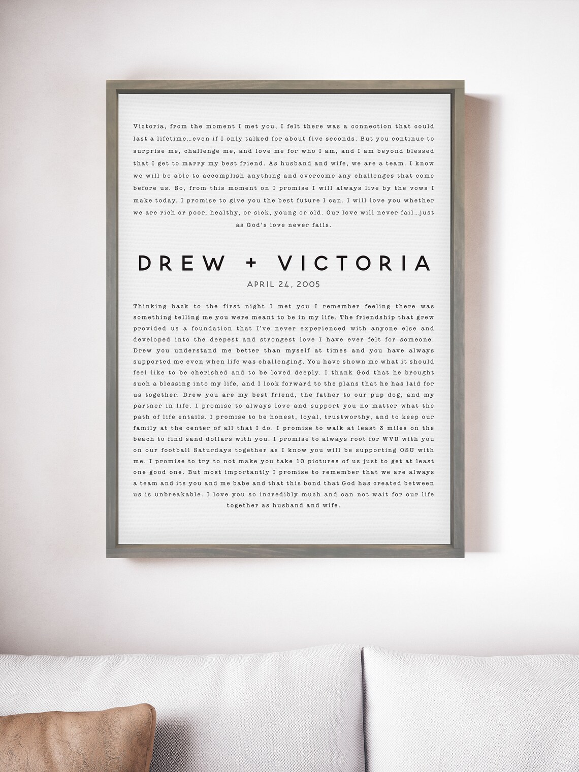 Our Vows Custom Names Dates Wedding Anniversary Gift - Image 3