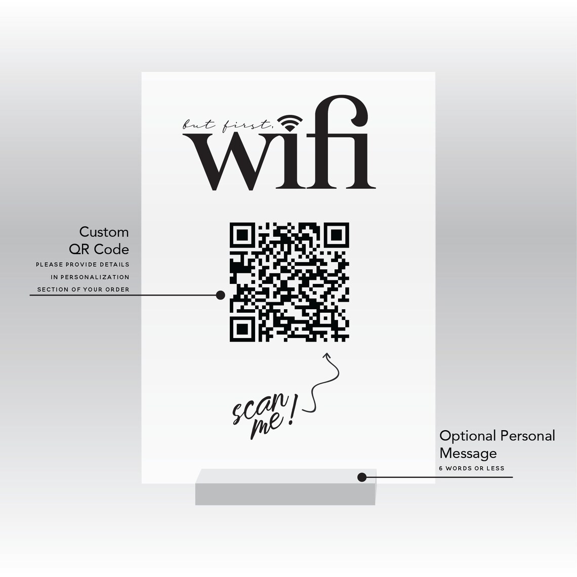 Custom Acrylic Wifi Plaque, QR Code Display - Image 2