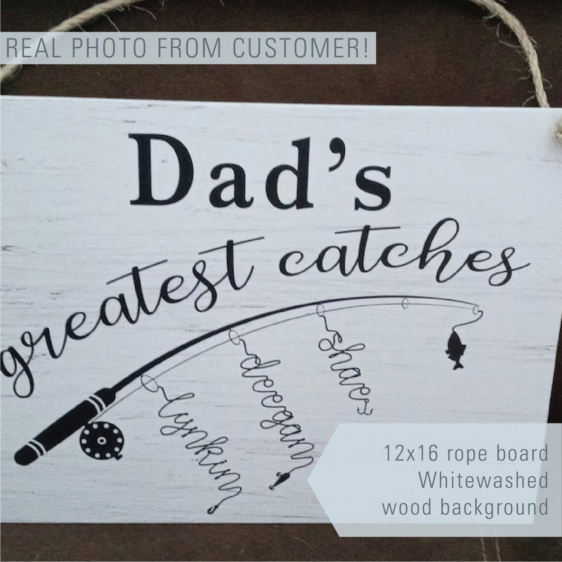 Gone Fishing Greatest Catch, Rustic Fishing Wall Art Print - Image 2