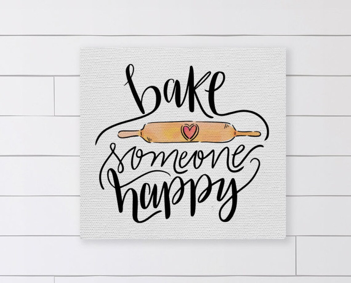Bake Someone Happy Cute Kitchen Quote, Cooking Puns - Image 3