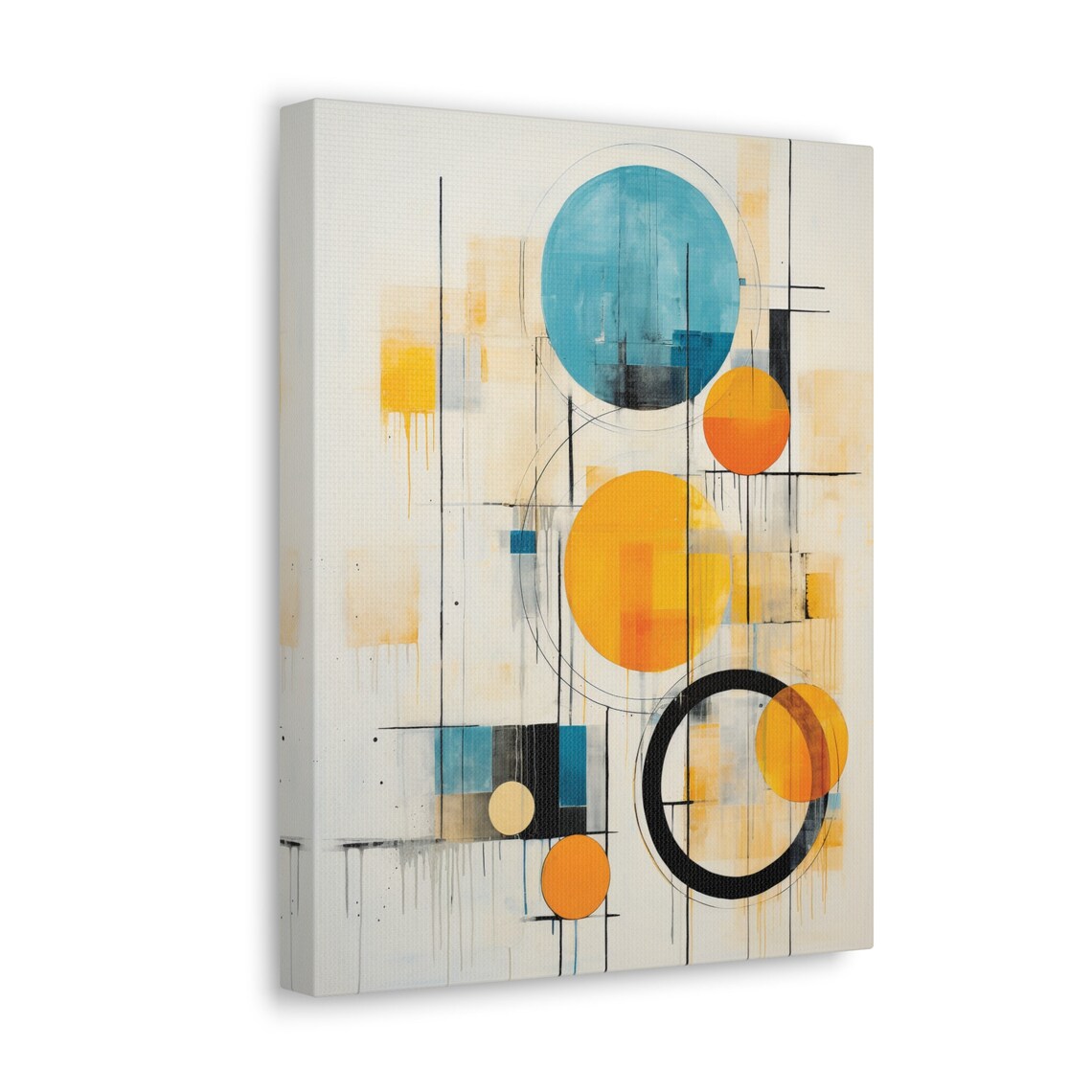 Abstract Wall Art Print Minimal Geometric Style Stretched Gallery Modern Home Wall Art Office Decor Orange And Blue Design - Image 2