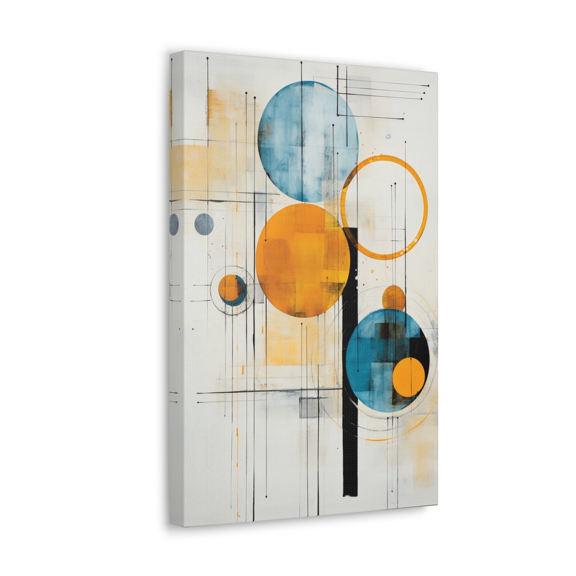 Geometric Abstract Wall Art Print Minimal Boho Style Stretched Gallery Modern Home Wall Art Office Decor Orange And Blue Design - Image 2