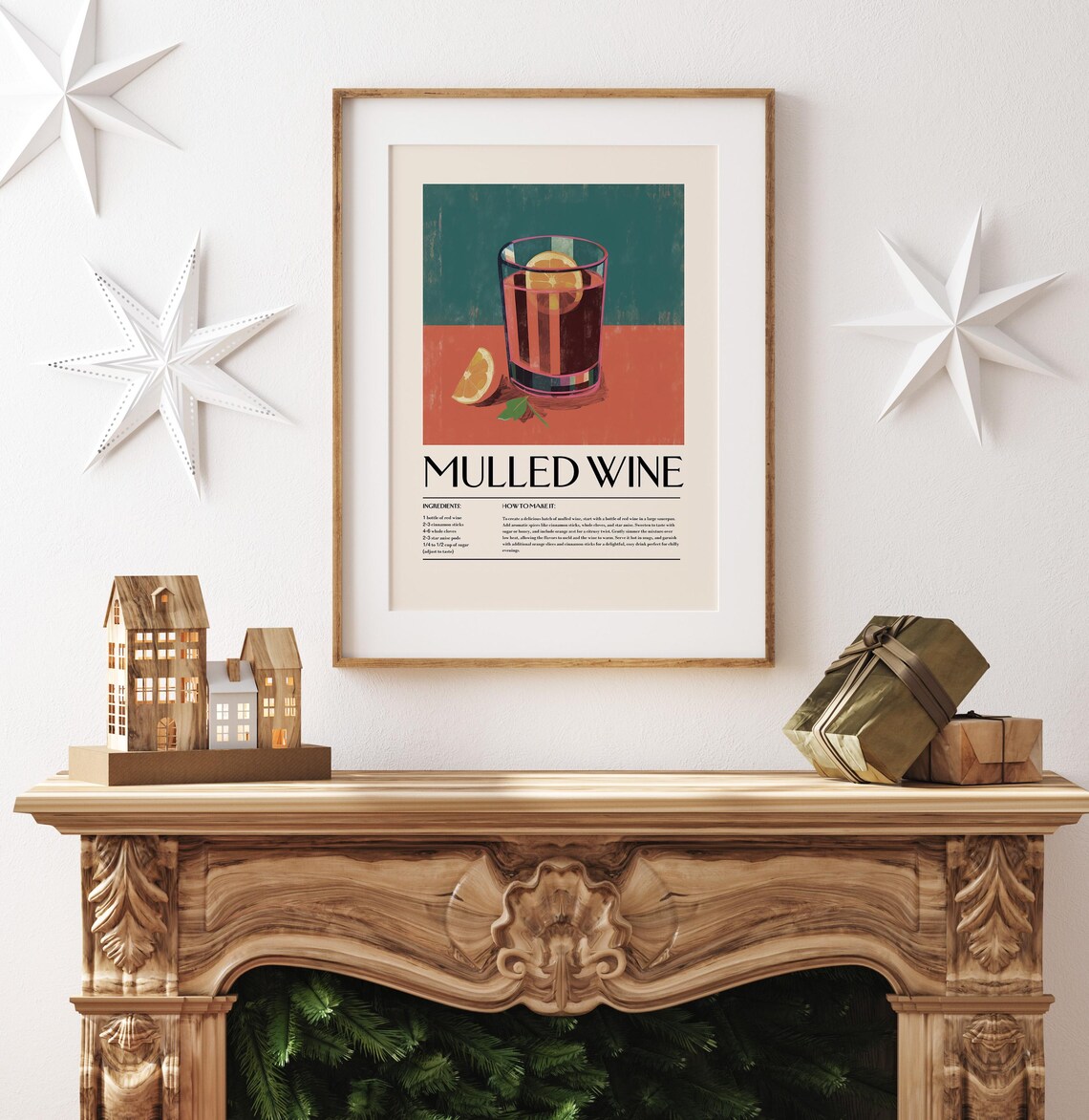 Retro Mulled Wine Recipe Ingredients How To Make Holiday Print - Image 4
