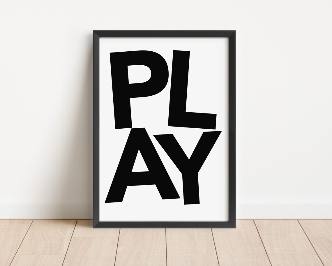 Play Bold Black Typography Poster Minimalist Playroom Kids Room Decor - Image 3