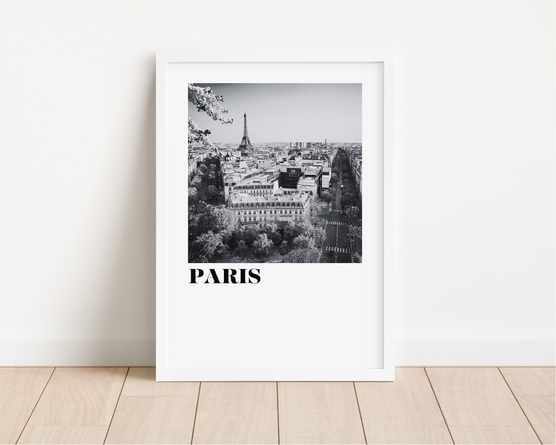 Paris City Eiffel Tower Black And White Classic Photo Travel Poster - Image 2