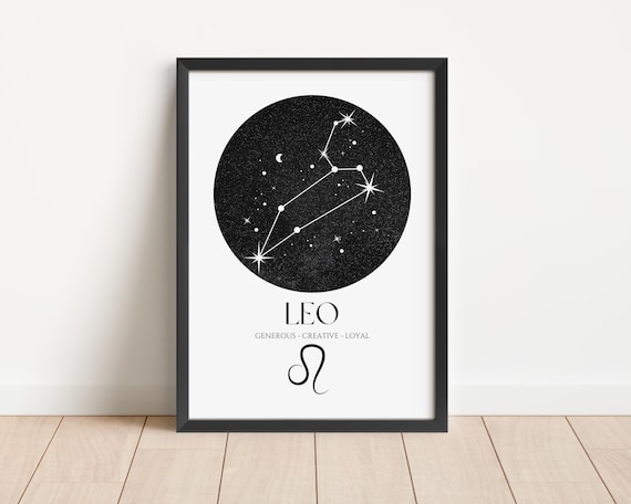 Leo Zodiac Constellation Star Sign Night Sky Astrology Poster