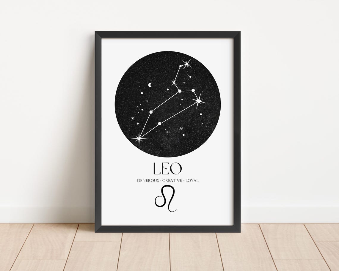 Leo Zodiac Constellation Star Sign Night Sky Astrology Poster