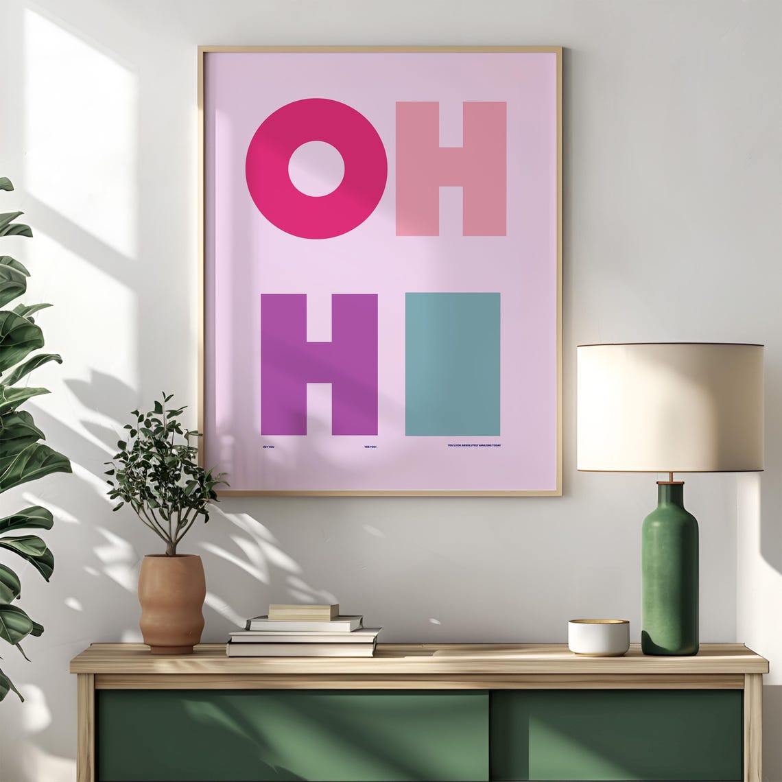 Oh Hi Color Block Pastel Letters Modern Entryway Typography Poster - Image 2