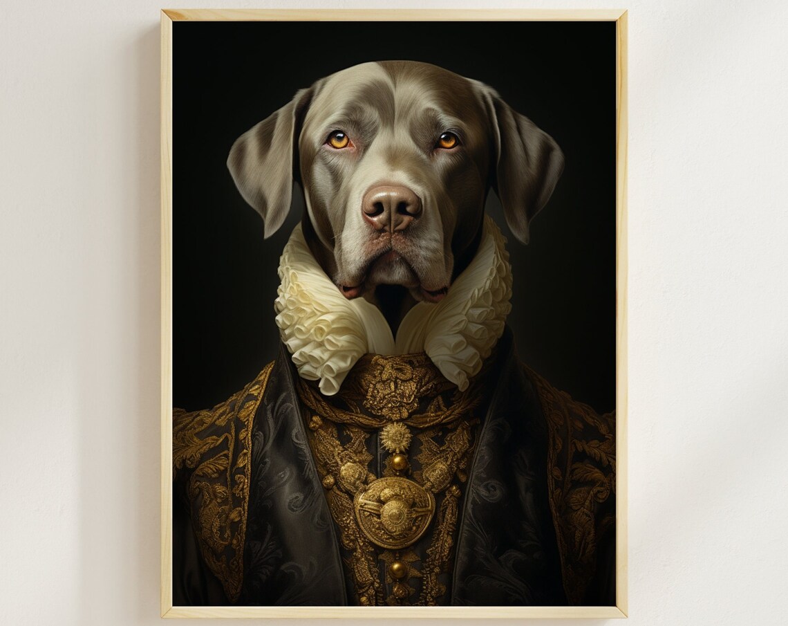Aristocratic Weimaraner Renaissance Portrait Royal Dog Poster