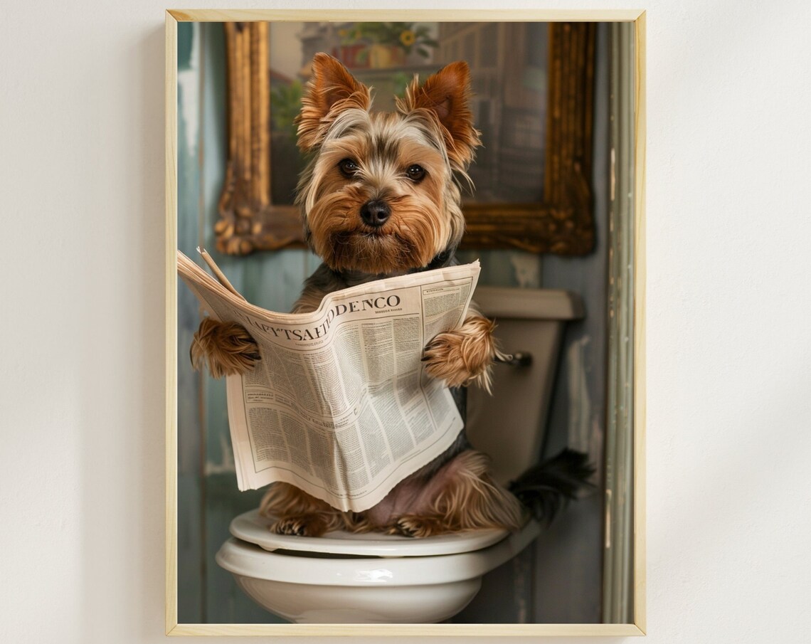 Yorkshire Terrier Bathroom Humor Art Print