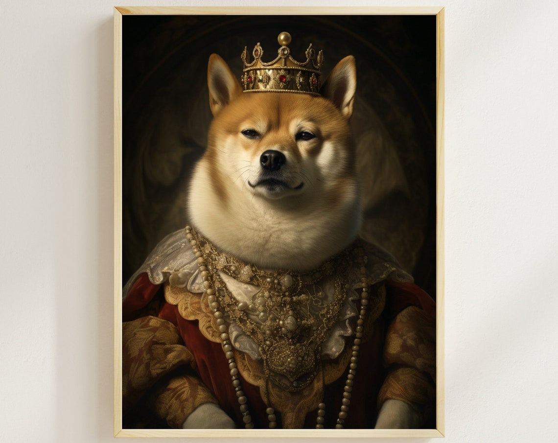 Aristocratic Shiba Inu Dog Portrait Print Funny Animal Print Quirky Animal Wall Art Renaissance Painting Funny Dog Wall Art Wall Decor