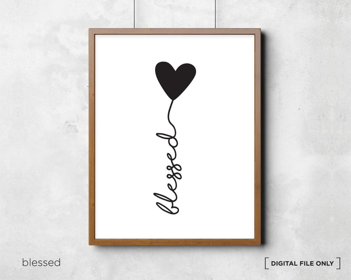 Family Heart Balloon Minimalist Script Love Quote Wall Art Design - Image 2