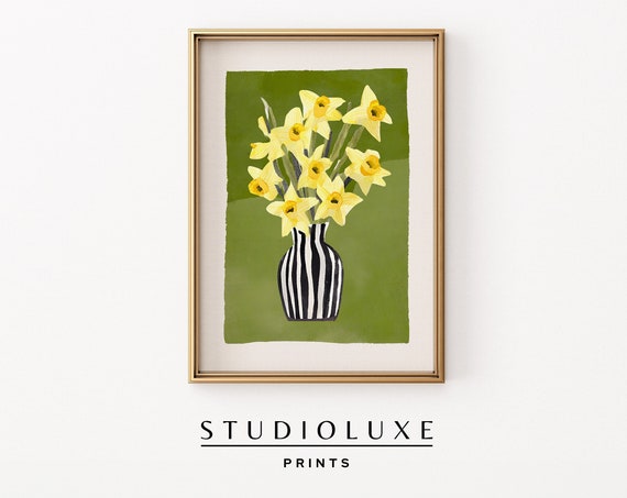 Yellow Floral Wall Art Flowers Watercolor Prints Colorful Matisse
