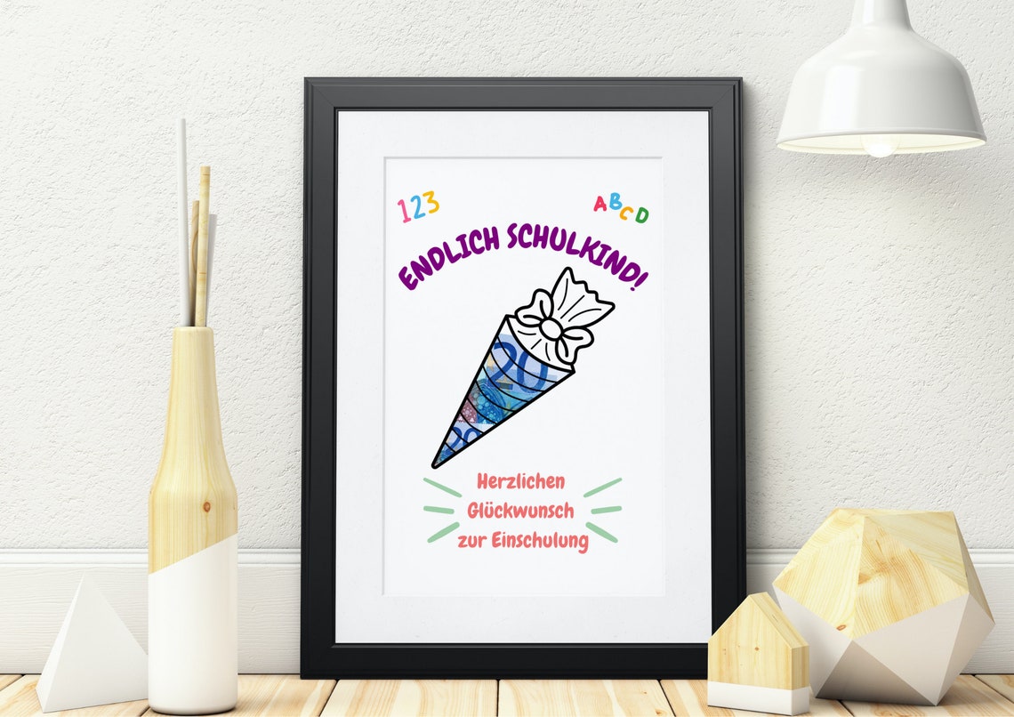 Back to School Money Gift Card School Cone First Day Keepsake Poster - Image 2