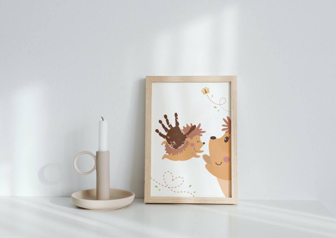 Cute Hedgehog Handprint Baby Nursery Animal Keepsake Art Poster - Image 3