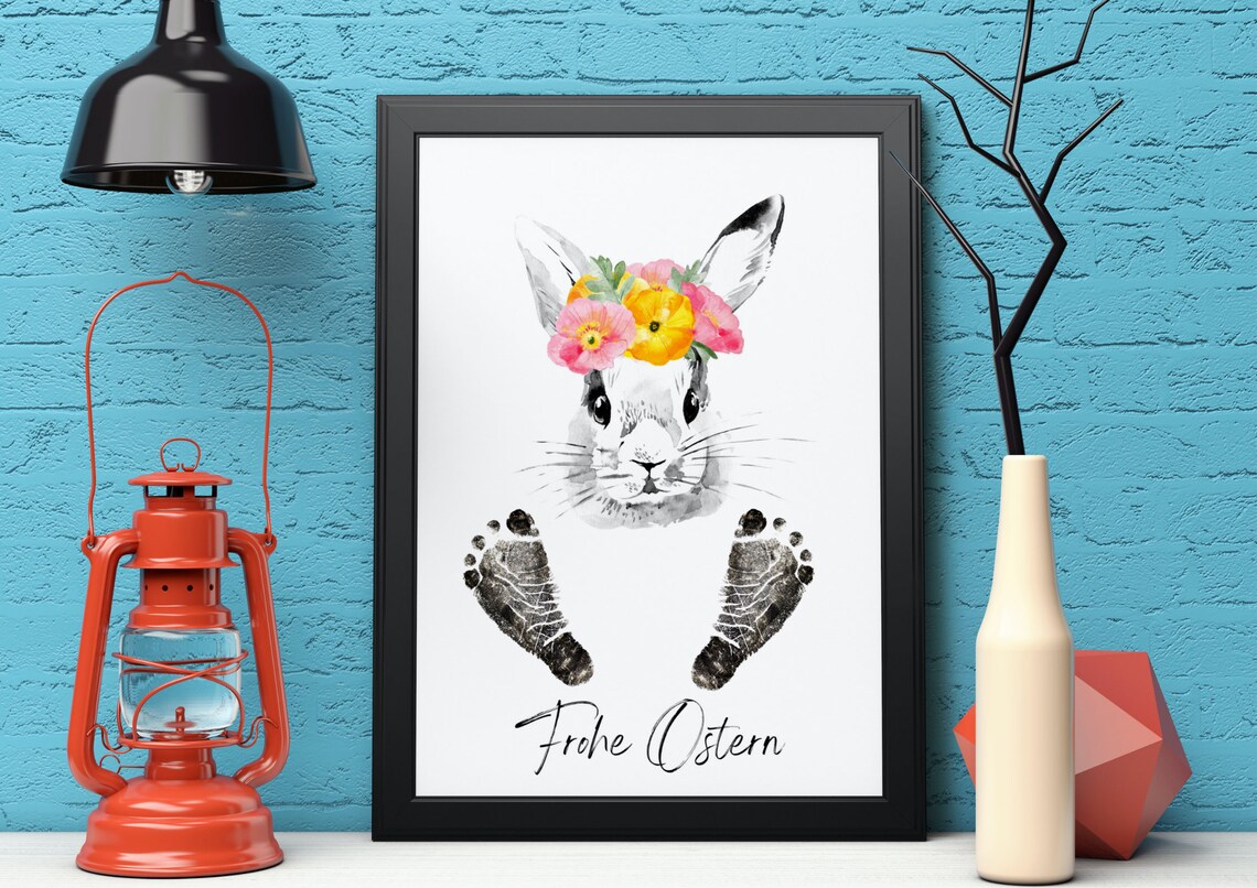 Footprint Picture Easter Bunny Art Print, Happy Easter - Image 2