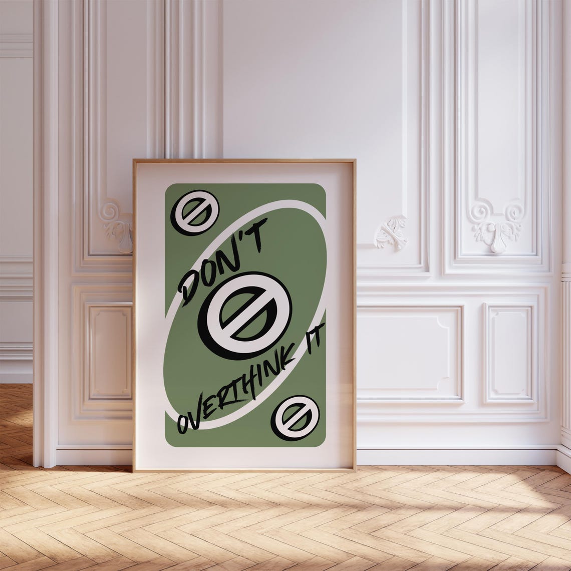 Dont Overthink It Sage Green Playing Card Style Mindset Poster - Image 8