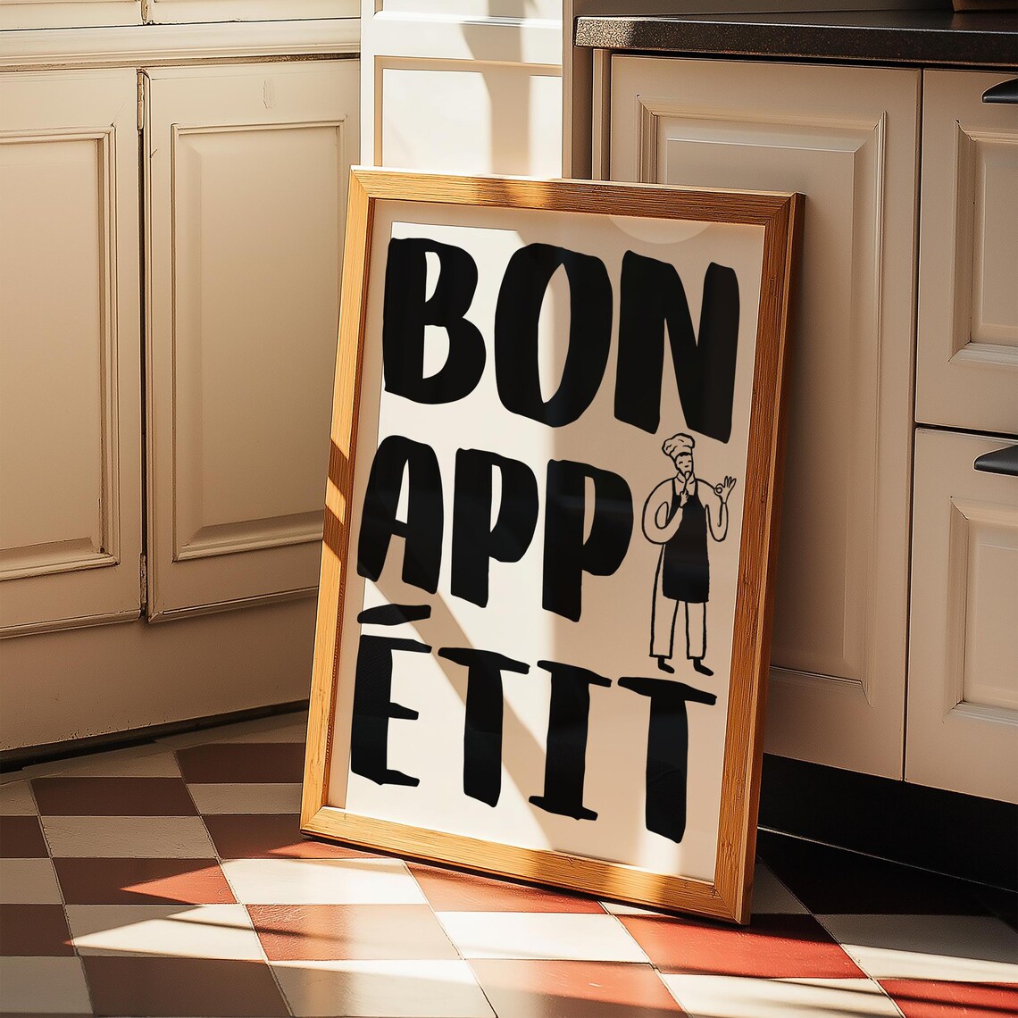 Bon Appetit Black French Kitchen Chef Minimalist Typography Poster - Image 4