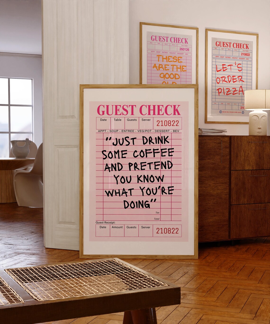 Trendy Guest Check Coffee Bar Cart Decor Art Print - Image 8