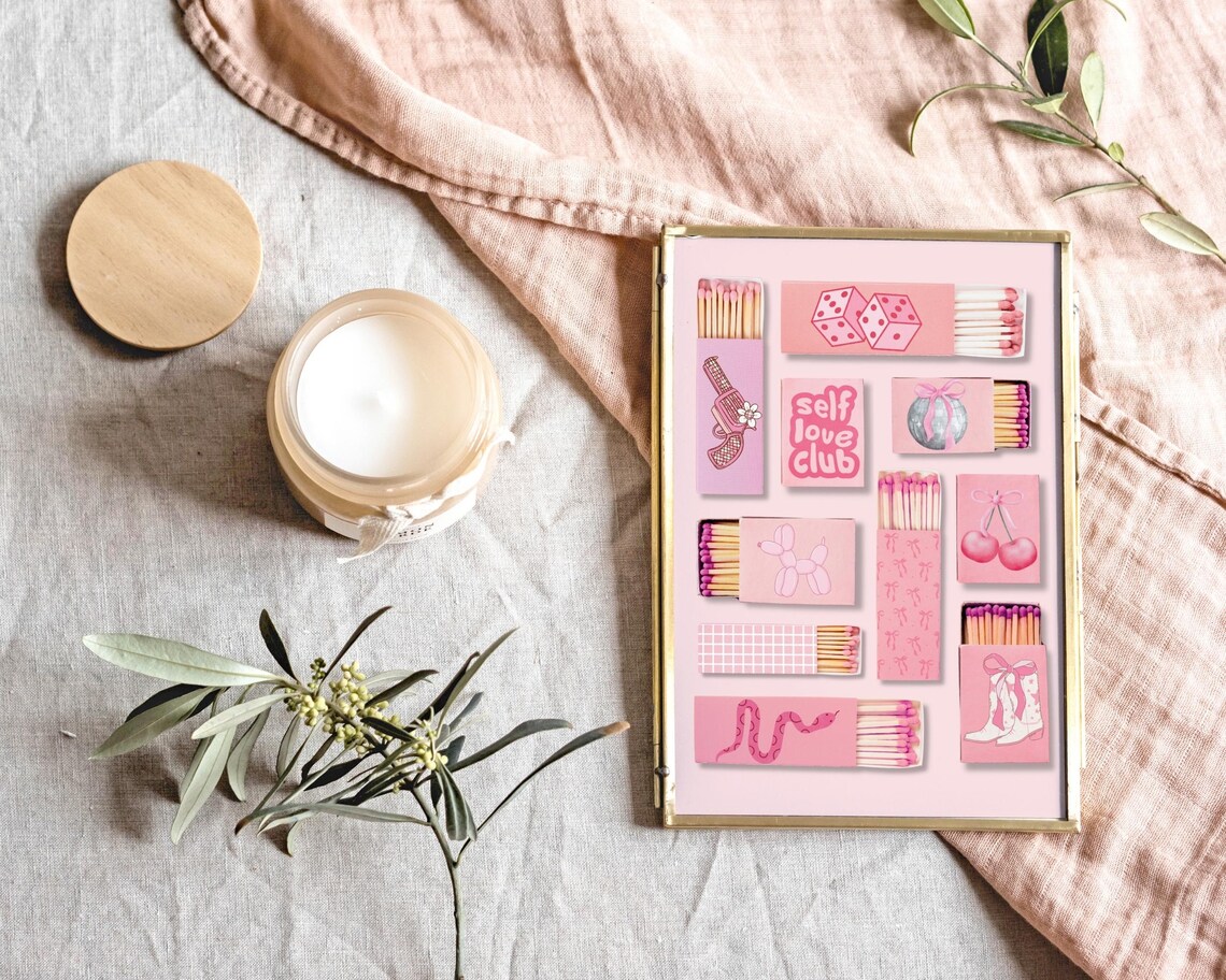 Pink Matchbox Collage Self Love Club Trendy Girly Aesthetic Poster - Image 4