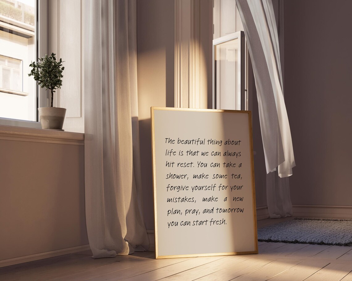 Hit Reset Beautiful Thing About Life Inspirational Handwritten Quote Poster - Image 3