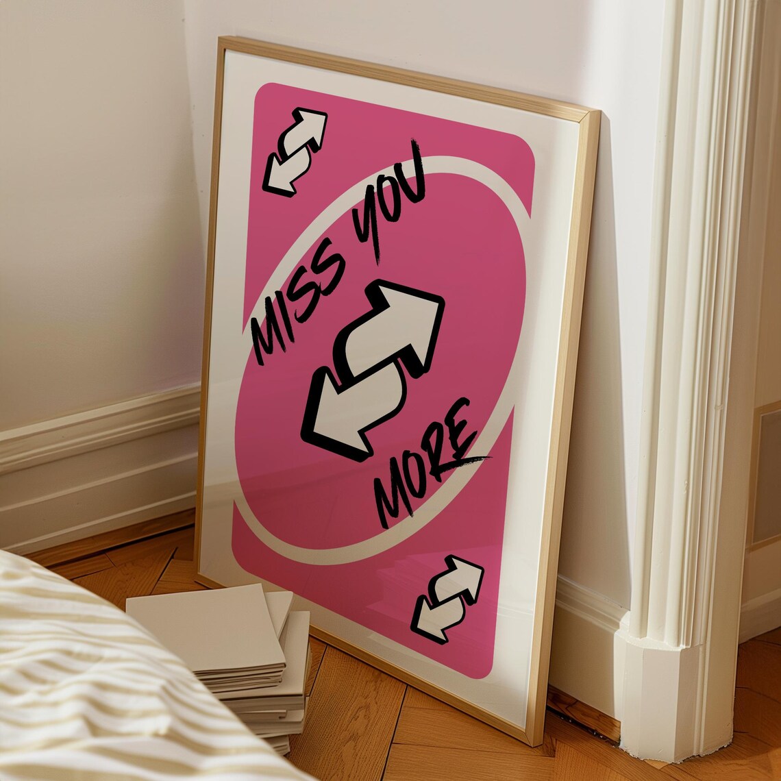 Miss You More Pink Playing Card Reverse Style Funny Love Poster - Image 8