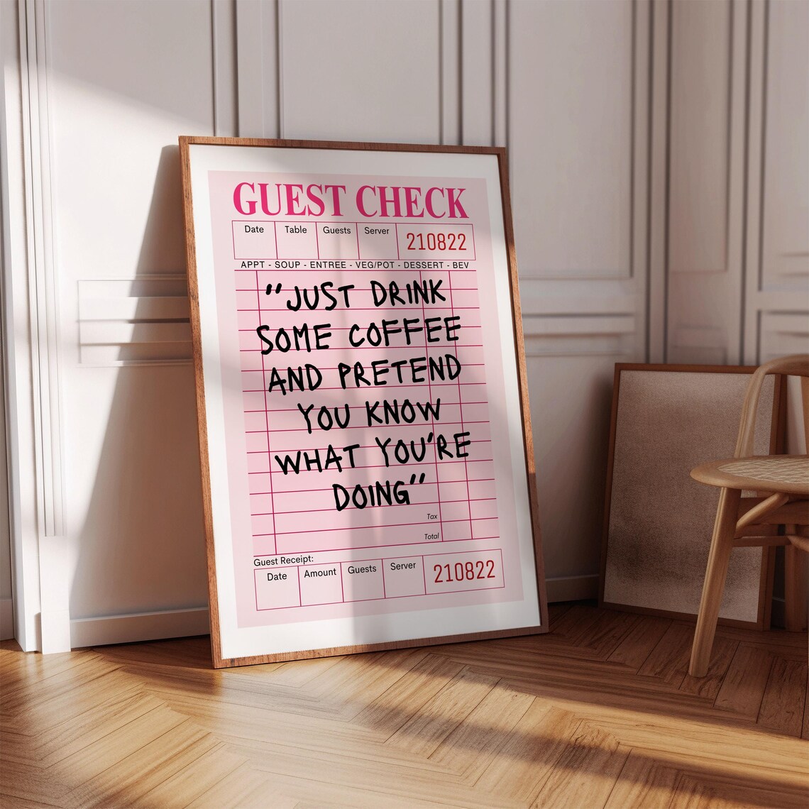 Trendy Guest Check Coffee Bar Cart Decor Art Print - Image 5
