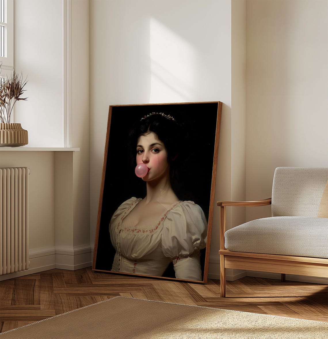 Pink Bubblegum Baroque Lady Tiara Portrait Altered Classic Art Poster - Image 7