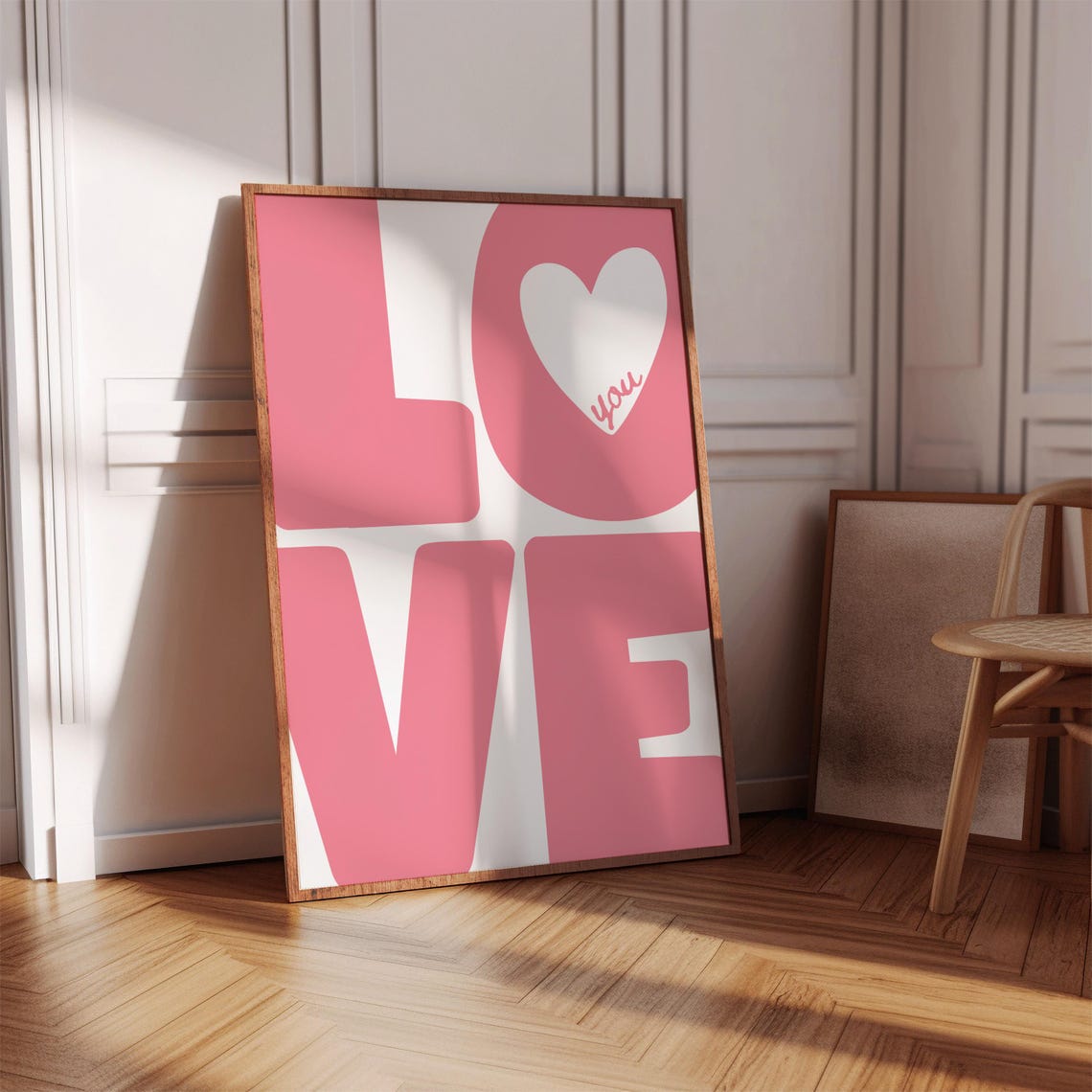 Love You Pink Big Block Letters Heart Typography Wall Poster - Image 7