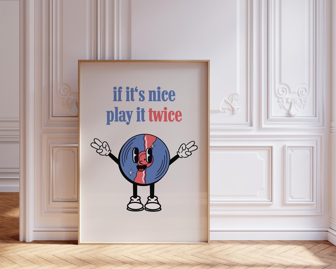 If Its Nice Play It Twice Retro Vinyl Record Mascot Music Room Poster - Image 8