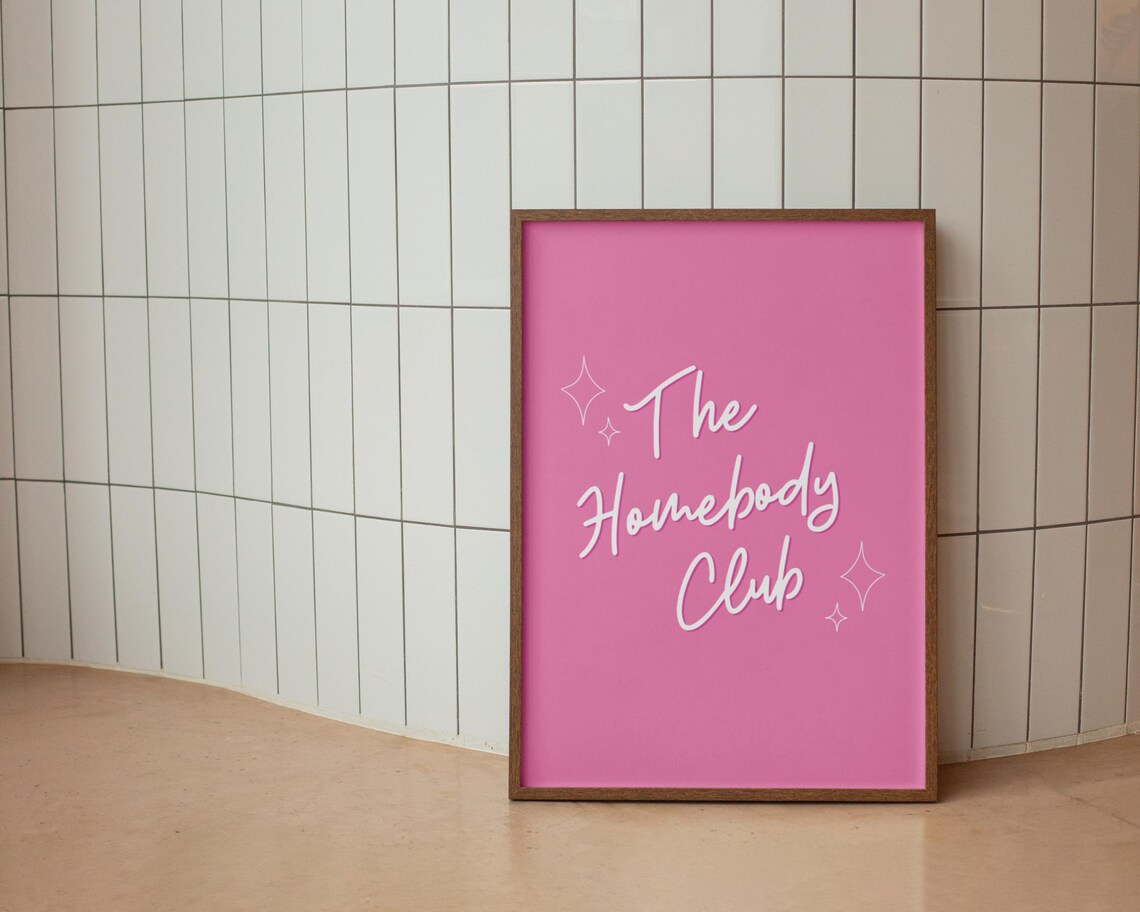 The Homebody Club Pink Script Sparkle Cozy Bedroom Quote Poster - Image 4