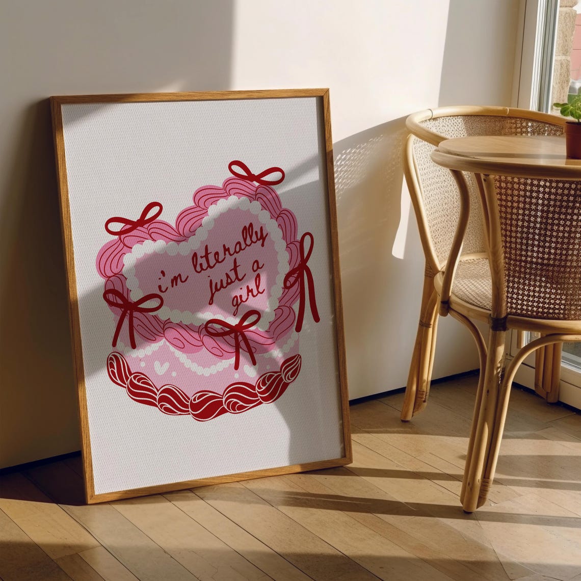 Literally Just A Girl Heart Cake Art, Coquette Decor - Image 2