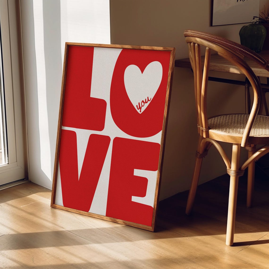 Love You Red Big Block Letters Heart Typography Bold Wall Poster - Image 6