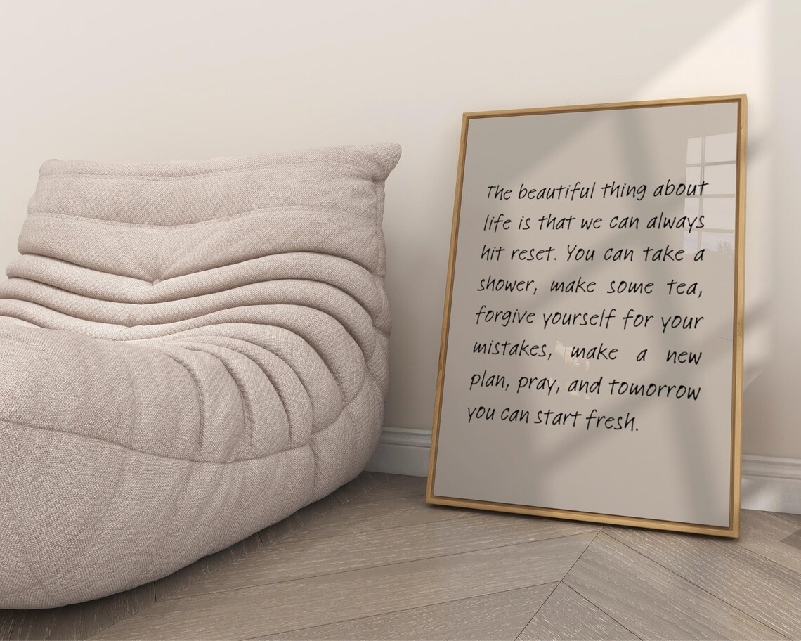Hit Reset Beautiful Thing About Life Inspirational Handwritten Quote Poster - Image 6
