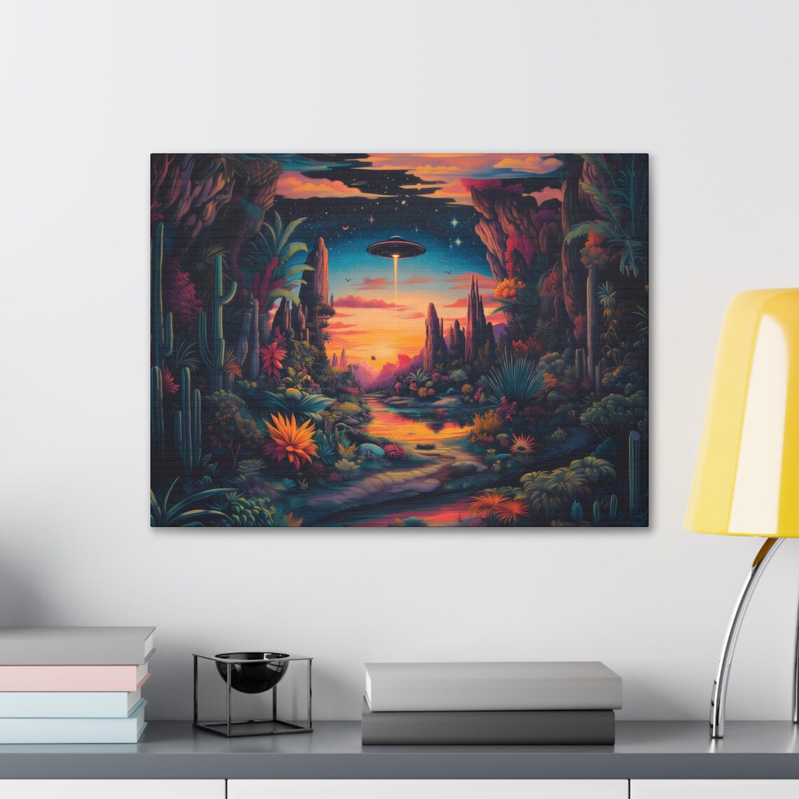 Psychedelic UFO Desert Landscape Art Print - Image 2