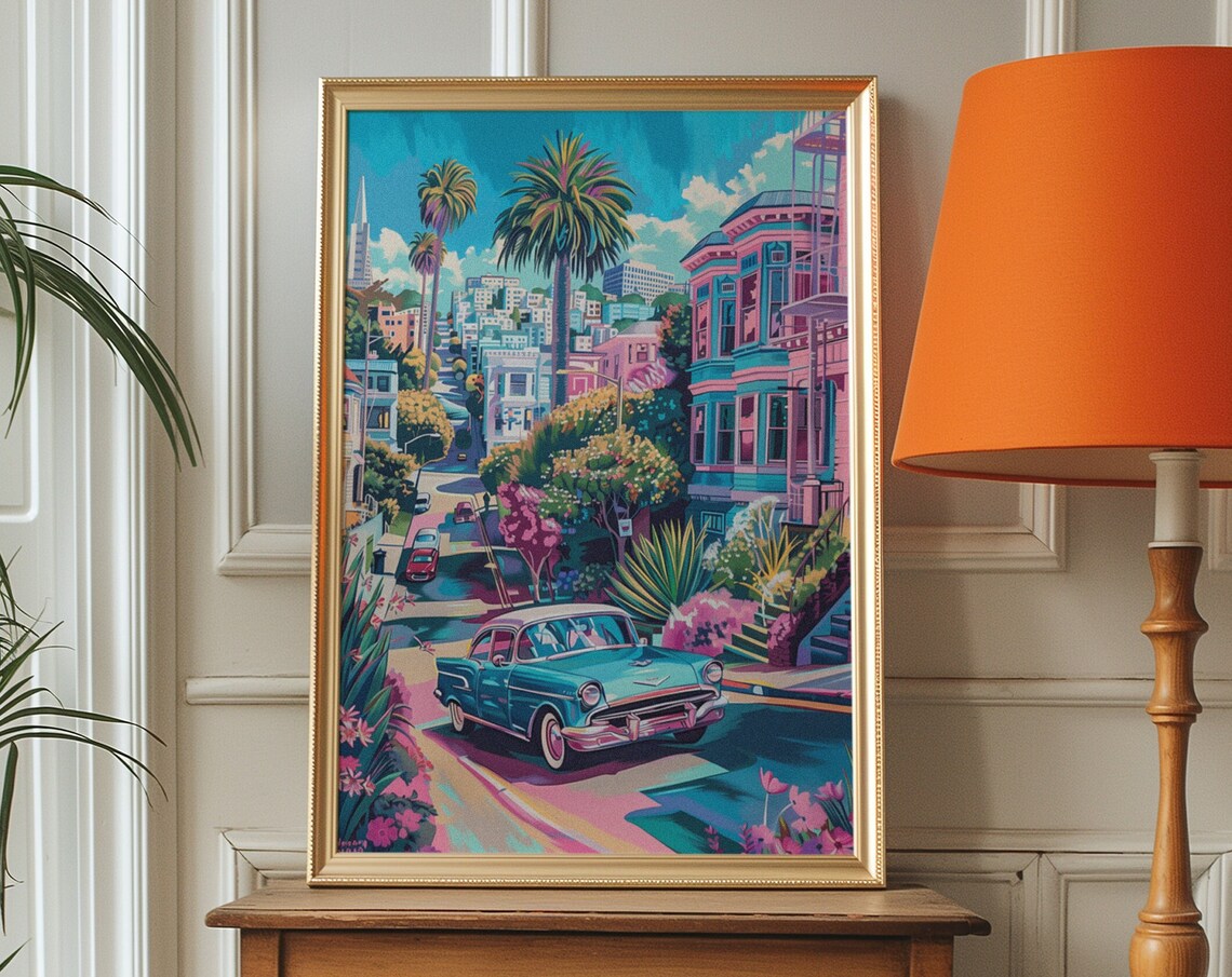Girl by the Sea, Matisse-Inspired Coastal Town Art Print