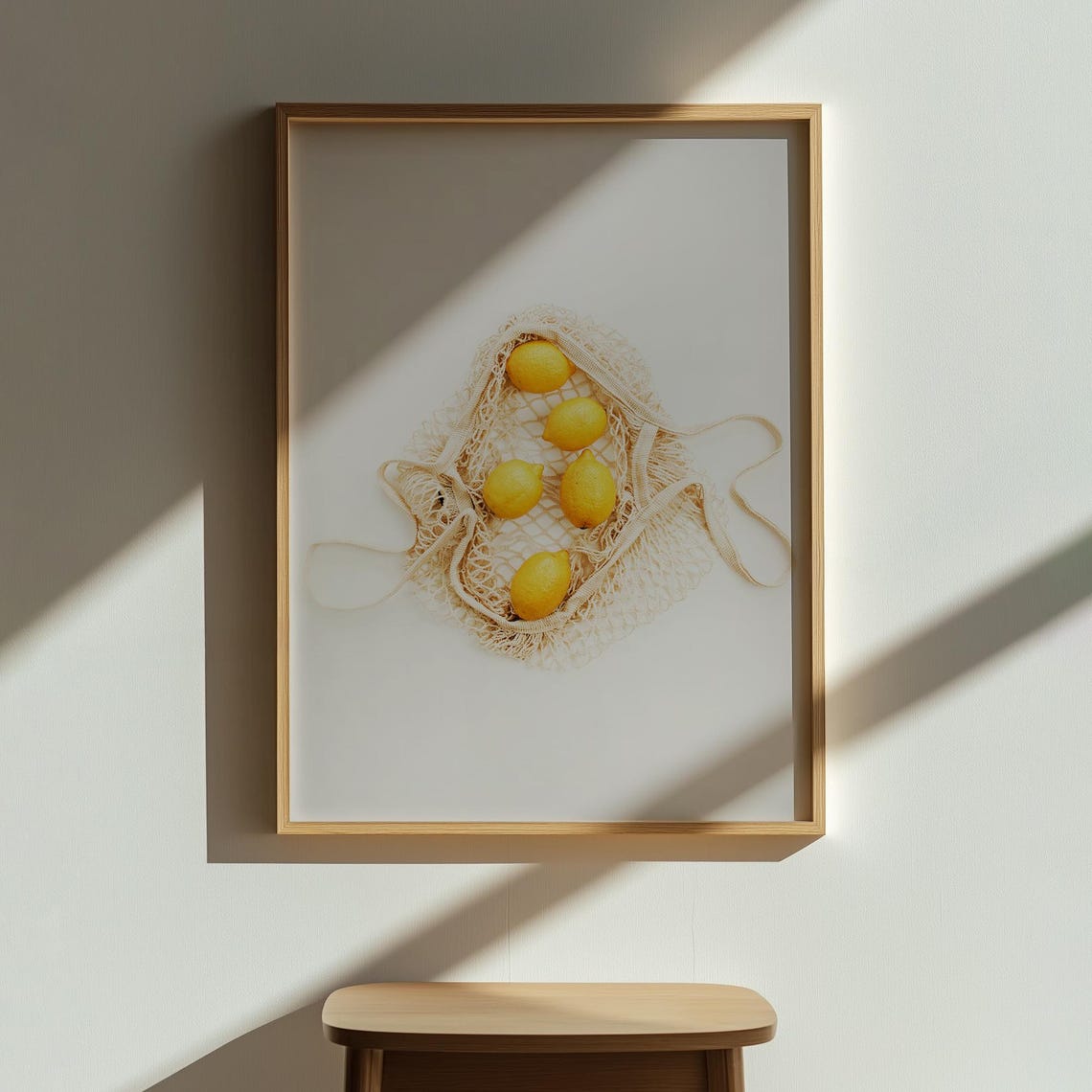 Fresh Lemons in a Mesh Bag Minimal Kitchen Still Life Poster